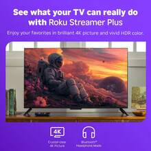 Roku Streamer Plus - 4K & HDR Roku Streaming Device For TV With Voice Remote - Free & Live TV - Black (2025) - 黑色 - 查看 3