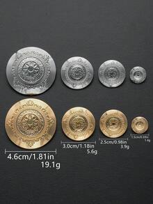 6颗大号金属纽扣，独特花卉纹理，复古欧式宫廷风格外套装饰纽扣，专用制服缝纫纽扣，缝纫配件 - 多色 - 查看 3