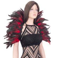 Poncho de plumas artificiales estilo victoriano, capa, esclavina, envolvente con cuello de encaje, disfraz de bruja para hombros y chal para Halloween - Multicolor - Ver 3