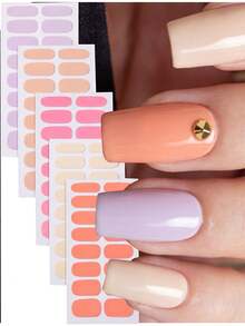 80pcs Light Brown Nail Stickers, Minimalist Solid Color Full Coverage Nail Stickers, Salon Quality, Easy Application, Suitable For Women's Casual DIY Manicure - Multicolor - View 8