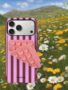 A Stylish Phone Case That Does Not Include A Lanyard Or Stand. Fashionable Matte Vertical Striped Phone Case In Pink And Light Yellow, Compatible With 16, 15, 14, 13, 12, 11, PRO, PLUS And Other Spring Models - Purple 2 - View 7