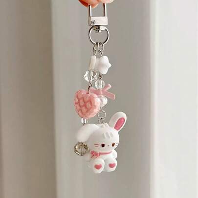 1 móc khóa hình mèo, gấu, thỏ dễ thương, phụ kiện nữ tính đa năng cho túi xách, điện thoại.