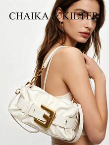 Women's Y2K Sweet Cool Pink PU Leather Mini Boston Bag, Fashion Gold Hardware Decor Top Handle Satchel With Adjustable Shoulder Strap, Suitable For Daily Outing/Date/Work - White - View 2