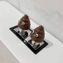 2pcs Creative Cute Funny Poop Toilet Button Decor Sticker - Bathroom Toilet Decoration - Long Nail Care - Bathroom Toilet Accessory - Multicolor - View 8