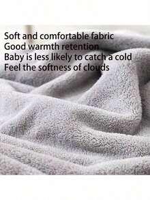 2pcs Baby Hooded Bath Towel, Super Soft Coral Fleece Absorbent Children's Solid Color Bath Robe, Newborn Baby Bathing Cloak Robe For Autumn/Winter - Machine Washable, Perfect Gift For Baby Shower - White + Gray - View 11