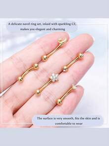 5 chiếc khuyên rốn nhỏ bằng thép không gỉ 316L cỡ 14G 16G dành cho nữ, khuyên rốn nhỏ nhắn không gây dị ứng, đính đá Cubic Zirconia, trang sức xỏ rốn đơn giản 10MM - Nhiều màu - Xem 2