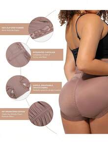 1 Pc Women's Slimming Waistband High-Waisted Leggings With Silicone Grip For Daily Wear And Other Occasions - Mauve Purple - View 9