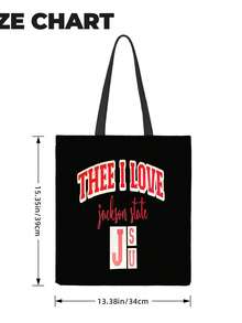 Jackson State University Thee I Love Tote Bag, Literary Shoulder Bag For Readers Canvas Tote Bag, Vintage Reusable Shopping Bag ,Fashion Daily Handbag For Women - màu đen - Xem 5