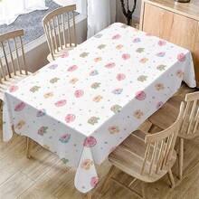 1pc Cute Cartoon Animal Head Print Tablecloth, Fresh Macaron Style, Waterproof & Stain-Resistant, Suitable For Dining Table, Tea Table And Home Decor - Multicolor - View 12