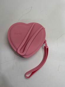 1个Hayley Style硅胶心形化妆包，便携式唇彩、耳机、零钱袋，适用于宿舍、返校季化妆工具、学生用品、床底化妆品收纳、宿舍书桌梳妆台收纳，可折叠、磁吸式、门后收纳袋 - 彩色 - 查看 3
