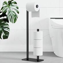 Luminpool Freestanding Toilet Paper Holder – Rustproof Metal, Holds 4 Rolls, Anti-Slip Base, Bathroom Storage Organizer - B-Black - View 1