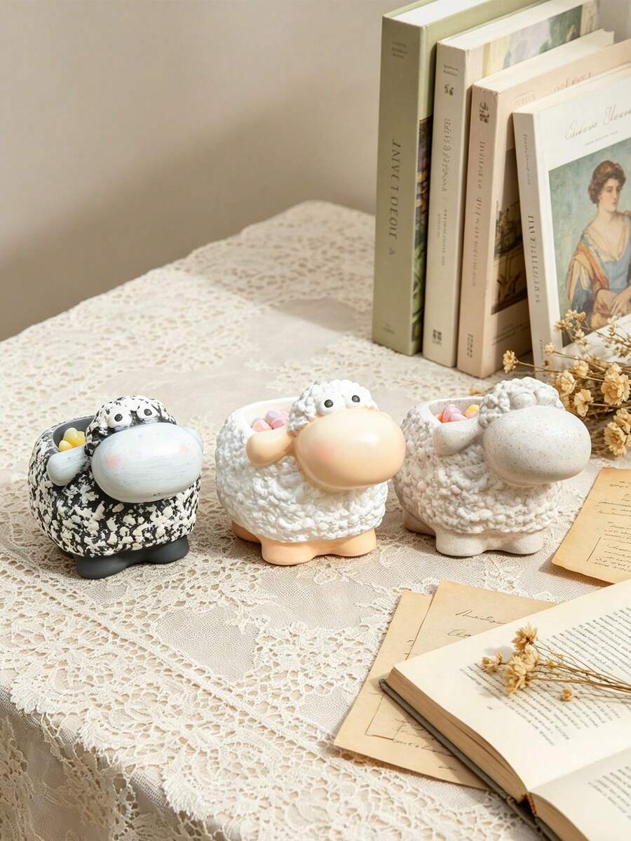 1个可爱树脂绵羊桌面装饰托盘,适用于庆祝活动、办公室、家居和节日装饰(蝴蝶结为拍照道具,不包含在内)。可爱的卡通绵羊树脂收纳托盘套装,配有星形/椭圆形托盘,可收纳零食和首饰,是客厅、梳妆台、办公桌和玄关的理想家居装饰品,也是送给动物爱好者的完美礼物,同时也是糖果、钥匙、化妆品和小摆件的迷人点缀。 - A - 查看 1