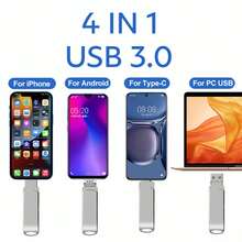 4 In 1 2TB USB 3.0 Flash Drive Memory Stick For IPhone 13 14 15 16 Pro Max - 查看 8