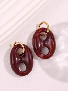 1 Pair Fashionable Exquisite Personalized Luxurious Unique Design Pig Nose Resin Dangle Earrings, Elegant Gift For Women Daily, Holiday, Party - Multicolor - View 5