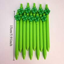 1/5/10pcs Four-Leaf Clover Themed Retractable Ballpoint Pen Set - Gel Pen - View 5