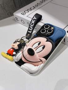 This Disney Mickey Mouse Lanyard Phone Case Is Fully Covered In TPU Material. It's Shockproof, Lightweight, And Compatible With IPhone17/16/11/13/15/15 Plus/15 Pro/15 Pro Max/12/14 Pro Max/11 Pro Max/12 Pro/12 Pro Max/13. This Phone Case Makes A Popular Birthday Gift Or Business Gift; It's Durable, Stain- And Fingerprint Resistant, And Suitable For Both Men And Women. The Set Also Includes A Mickey Mouse Phone Case And A Mickey Mouse Plush Bracelet. It's A Perfect Gift For Friends And Family. This Stylish Phone Case Is Fun, Lightweight, And Durable. IPhone17 Pro Max Phone Case, Minnie Mouse Phone Case. - trắng - Xem 5