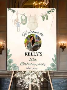 Customized Birthday Welcome Board - Personalized Text And Photo Theme Design, Includes Personal Photo, Name, Age And Date. Ideal For Decorating At Birthday Party Entrance, Also Suitable For Father's Day, Graduation Ceremony, Wedding, Housewarming, Back To School Season, Autumn Decor, Eternal Love And Other Occasions. - Multicolor - View 7