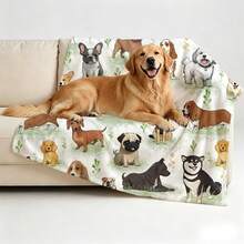 Cartoon Multi-Breed Dog Polyester Fleece Blanket, Cute Pet Printed Sofa Cover Blanket, Reversible Warm Throw Blanket, Gift For Pet Lovers - 130*150cm - View 6