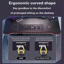 Gaming Table, Office Desk, Computer Table, Carbon Fiber Surface, Gaming Table, Home Office Gamer Table, Ergonomic Computer Table, Large Carbon Fiber Desktop, Office Workstation, PC Gaming Workstation Home Office Desk, Ergonomic Computer Gaming Table, Large Computer Table With Cup Holder And Headphone Hook - Black - View 4