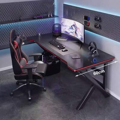 Gaming Table, Office Desk, Computer Table, Carbon Fiber Surface, Gaming Table, Home Office Gamer Table, Ergonomic Computer Table, Large Carbon Fiber Desktop, Office Workstation, PC Gaming Workstation Home Office Desk, Ergonomic Computer Gaming Table, Large Computer Table With Cup Holder And Headphone Hook