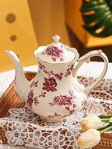 1pc Ceramic Teapot, Kitchen/Dining Room/Living Room Cold Water Kettle, Insulated Pitcher For Tea, Coffee, Milk, Fruit Juice, Suitable For Wedding, Party, Gift, Birthday - Multicolor - View 10