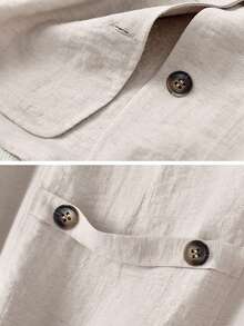 Women's Casual Linen Blazer Vest And Pants Set, Spring/Summer - Beige - View 5