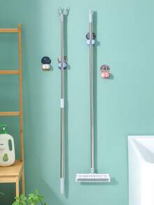 1 cái móc treo chổi và cây lau nhà tự dính hình mèo, giá treo chổi và cây lau nhà gắn tường - Kẹp lau nhà họa tiết mèo - Xem 4