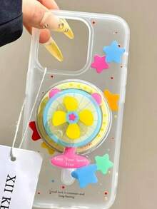 Cute Rotatable Windmill Magnetic Phone Grip Stand, Cartoon Star Transparent Phone Case Holder For Phone - Multicolor - View 5