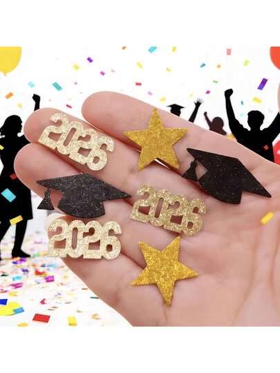100pcs/Pack Graduation Cap Star Confetti, Multicolor Paper Confetti For Graduation Party Decoration, Suitable For Graduation Season Desktop Decor And Event Celebration