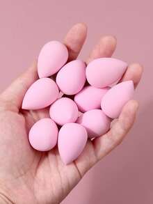 10pcs Mini Makeup Sponges, Latex-Free Dry & Wet Use For Liquid Foundation, Concealer, Precise Fit Around Eyes, Beginner Friendly Makeup Tool - Pink - View 5