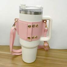 1个可调节肩带便携式PU水瓶袋，适用于40盎司保温杯，时尚水瓶套，杯架配件，女士礼物 - 多色 - 查看 8