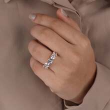 Nhẫn Zirconia tròn mạ vàng 18K sang trọng tối giản, quà tặng cưới/đính hôn cho nữ. - Vàng - Xem 7
