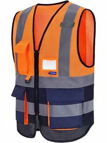Pink Reflective Safety Vest For Women, Working Safety Gear With Strips, High Visibility Work Vest For Construction, Medium - 橘色海軍網眼 - 查看 6