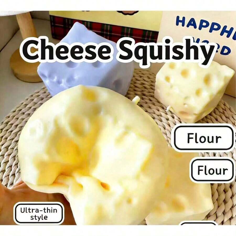 1pc 7cm Pale Yellow Cheese Coconut Oil Cheese Squishy - Soft Dough Texture With Creamy Filling, Silent Squeeze Stress Relief Toy Desk & Mindful Breaks - 2025 Trending Sensory Gadget Adults - 均碼 - 查看 1