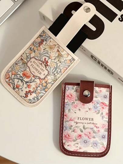 Ví đựng thẻ ID nhiều ngăn họa tiết hoa cổ điển, dung lượng lớn, nhỏ gọn, siêu mỏng, làm bằng da tổng hợp, có khóa cài.