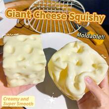 1pc Realistic Fake Food Squishy Cheese Toy, Moldable Squishies, Cheese, Cute Gift, Birthday Gift, Stress Relief - Multicolor - View 4