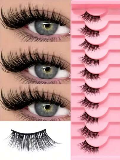 10 Pairs Half Strip False Eyelashes – Soft Short Cat Eye Lashes With 3D Fluffy Fibers, Natural Volumizing Effect, Lightweight And Flexible Fit, Ideal For Everyday Wear And Beginners