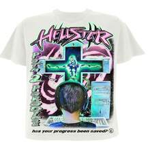 HELLSTAR Men's Path 2 Paradise Cyber Cross Graphic Oversized T-Shirt, Casual Cotton Short Sleeve Tee - White - View 5