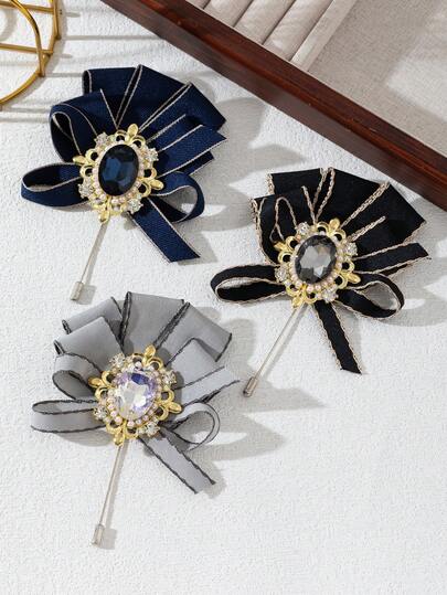 1 Stück elegantes Design, luxuriöses Zubehör, Palastabzeichen, Schleifen-Dekor, funkelnde Strass-Brosche, glamouröse Schmuckbrosche, geeignet für den täglichen Gebrauch, Geschenk für Dates