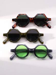 1副男士多边形复古小框眼镜，个性百搭街头风时尚眼镜，适合搭配T台造型 - 彩色 - 查看 5