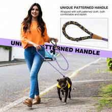 6ft P-Shaped Non-Pulling Dog Leash With Comfortable Padded Handle, Reflective Cord Suitable For Small, Medium And Large Dogs, Durable And For Outdoor Walking - Mauve Purple - View 7