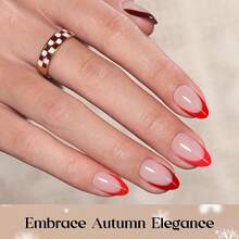 Beetles 160 Pcs 16 Sizes X Press Red French Tip Press On Nails - Rouge French | 5 Colors Short Almond Natural Salon Quality For Nails - 160Pcs S Almond-Rouge French - 查看 4