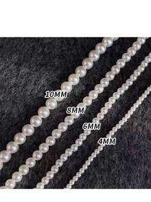 1件简约优雅时尚珍珠项链，法式奢华轻盈颈链配饰，百搭新品 - 白色珍珠 - 查看 4