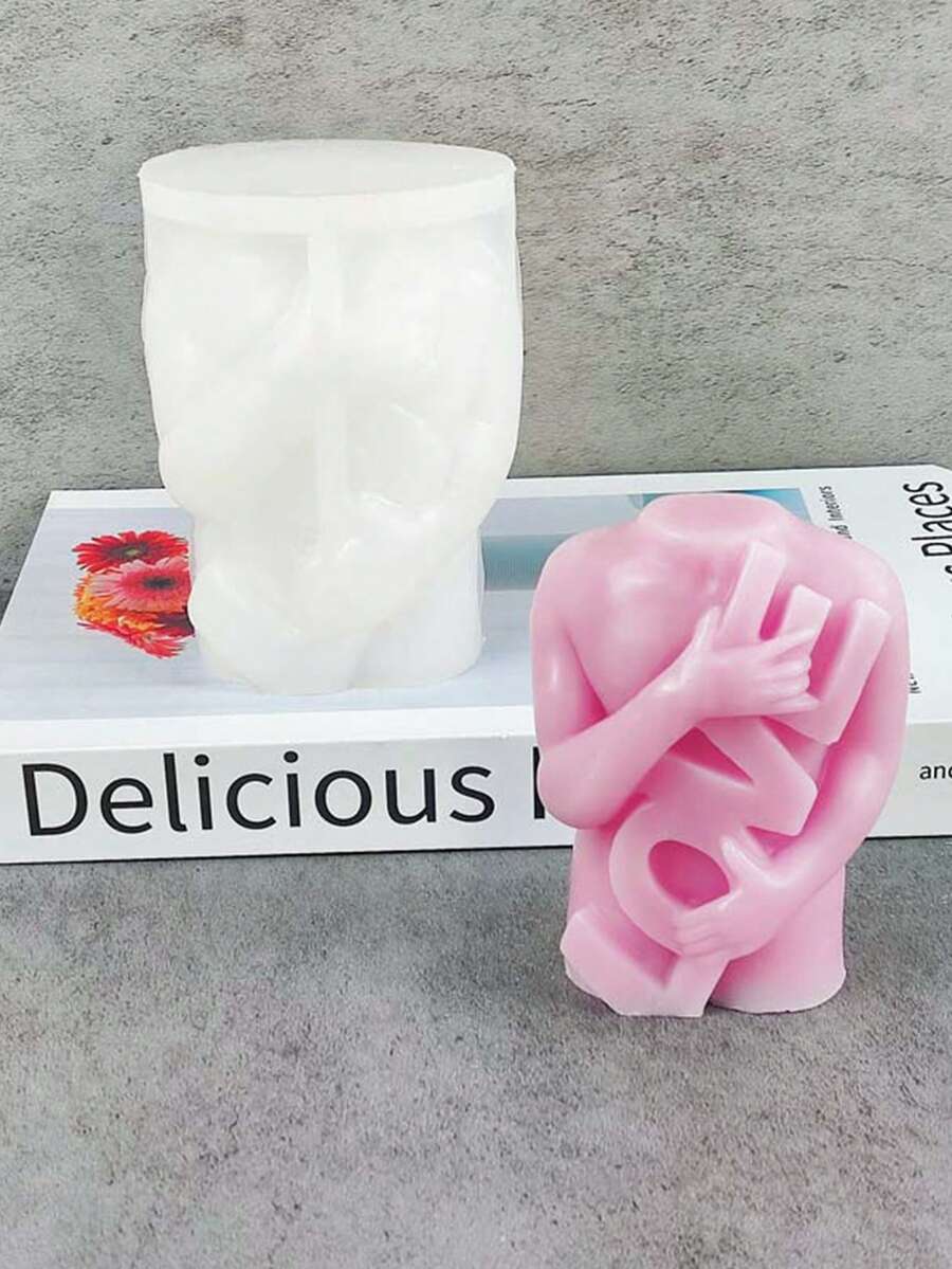 1个爱心形状硅胶蜡烛模具 - 白色 - 查看 1