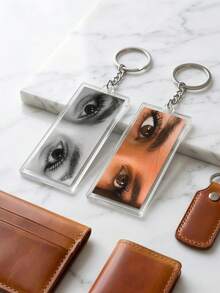 1pc Customized Acrylic Eye-Shaped Keychain, Unique Personalized Eye Design Keyring, Romantic Photo Keychain For Lover, Friend, Family, Daily Carry, Bag Charm, Great Gift - Multicolor - View 10