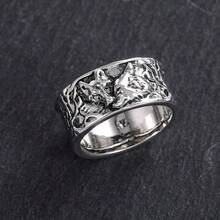 Men's Stainless Steel Ring Animal Fashion Style Silver Tone For Daily Fashion Jewelry Stackable Adjustable Comfort Fit Tarnish Resistant [H177] - Silver - View 5