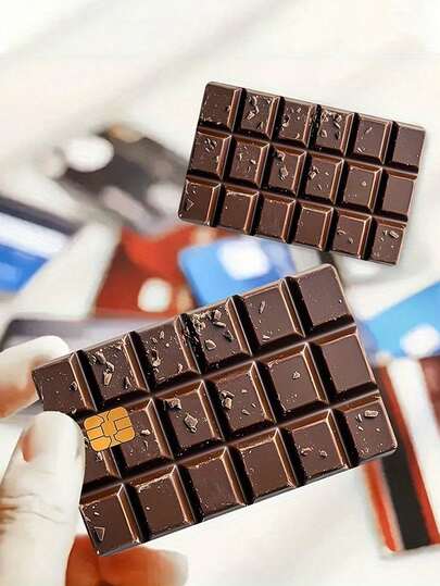 2D Realistic Chocolate Sticker For Bank Card/Debit Card/Credit Card, Ultra-Thin Luxury Glitter Vinyl Card Cover, High-Quality Wrinkle-Free Bubble-Free Card Protector