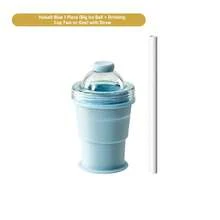 Foldable Ice Ball Cup With Built-In Straw Silicone  Ice Making Cup Mold Portable Summer Outdoor Travel Drink Water Cup - Màu xanh lam - Xem 3