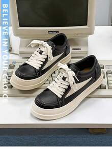 1 đôi giày đôi, giày thể thao đế dày kiểu retro mới mùa xuân 2026, giày đế cao đa năng cho đường phố. - màu đen - Xem 2