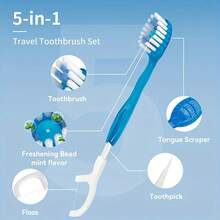 Bộ 10 bàn chải đánh răng người lớn, bao gồm đầu bàn chải hương bạc hà, trà xanh, đào, kích thước nhỏ gọn, không chứa cồn, bộ bàn chải đánh răng du lịch cầm tay unisex giúp hơi thở thơm mát và chăm sóc răng miệng. - Nhiều màu - Xem 4